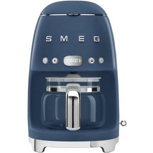 Smeg 50's Retro Style Aesthetic Drip Coffee Machine with 10 Cup Glass Carafe, Auto Start Feature, Keep Warm Plate, and Two Coffee Strength Settings (Navy Blue)