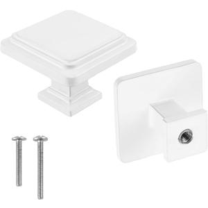Square White Cabinet Knobs - Single Hole Drawer Knobs - 10 Pack White Cabinet Knobs - Square Dresser Knobs Dresser Handles Closet Door Knobs - Kitchen Cabinet Pulls - Cabinet Hardware