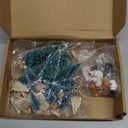 KUUQA Mini Christmas Trees Bottle Brush Trees with Snowmen Reindeer, 31Pcs Christmas Village Sets Village Accessories Ornaments for Christmas Decorations Indoor Village Display Platforms Winter Decor (Blue-green1)