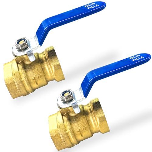 1 inch Full Port Ball Valve, 2Pack Heavy Duty Forged Brass 1 NPT ball valve, Brass Shut Off Valve 1 Male to Female NPT Full Flow Control Valve, 300 WOG Pipe Connector, for Water, Oil, and Gas