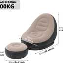 Inflatable Lounge Chair for Adults, Folding Portable Lazy Sofa with Foot Stool Lazy Flocking Recliner Chair Air Couch Sofa for Indoor Outdoor Travel CampingNo Pump