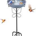 Bird Bath for Outside, Garden Freestanding Birdbath & Birdfeeder with Removable Bowl, Bird Baths Feeder for Outdoors Garden Patio Yard Lawn Decor, 5-Pronged Base & Easy to Clean(Grey)