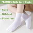 Boys Girls Crew Socks Seamless Ankle Socks Kids Cotton Athletic Sock Youth School Uniform Sock 3/5 Pairs (White)
