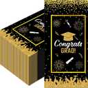 40PCS Graduation Paper Napkins - Black & Gold Congrats GRAD Disposable Luncheon Napkins for College High School Graduation Parties, Birthday Decorations, Congrats Grad Dinner, 4.3x7.9 Inches