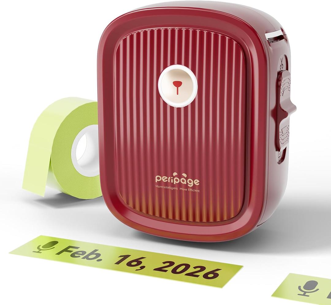 2 x PeriPage Label Maker with Tape, P10 Bluetooth Label Printer with 0.55''x13.8 ft Continuous Labels, Mini Thermal Sticker Printers with Multiple Templates for Home Use, Office Organization