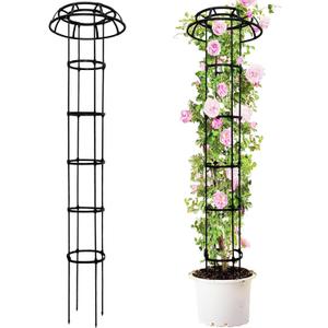 77-Inch Garden Trellis for Climbing Plants,Heavy-Duty Metal Obelisk with Mushroom Top,Stable Support for Potted Clematis,Tomato,Cucumber,Rose,Pea & Vine