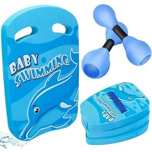 3 in 1 Swim Kickboard Kids Water Aerobics Equipment Swim Belt High Density EVA Foam Swim Dumbbell Aquatic Aerobics Set for Children to Adults (Blue)