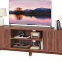 PRAISUN 54 Inch TV Stand for 50, 55 Inch TV, Fluted Entertainment Center with 2 Cabinets, TV Consoles for Living Room, 3-Level Adjustable Shelf, 4 Cable Holes, Meida Console, Walnut