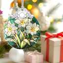 6 x Christmas Ornaments: Stained Glass-Style December Birth Flower Ornament  Christmas Tree Decorations, Holiday Party Gifts, Mother's Day & Birthday Gifts for Women, Mom & Grandma | Birth Flower Gift (July)