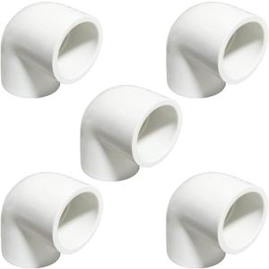 5PCS 1 Inch White PVC 90 Degree Elbow Adapter Pipe Fittings 2 Way Right Angle Pipe Corner Coupling Connectors for Sprinkler, Drip Irrigation System HE051-1