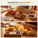 Charcuterie Board with Knife Set, Double-Drawer Cheese Platter, Extra-Large Square Cheese Tray, House Warming Gifts New Home, Carbonized Bamboo