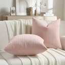 FUTEI Pack of 2 Solid Chenille Throw Pillow Covers 18x18 Inch Soft Farmhouse Decorative Accent Cushion Cases Modern Home Decor for Couch Living Room, Pink