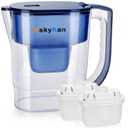 Hskyhan Alkaline Water Filter Pitcher - 3.8 Liters Improve PH, 2 Long Lasting Cartridge Included, BPA Free, 7 Stage Filtration System to Purify, Blue