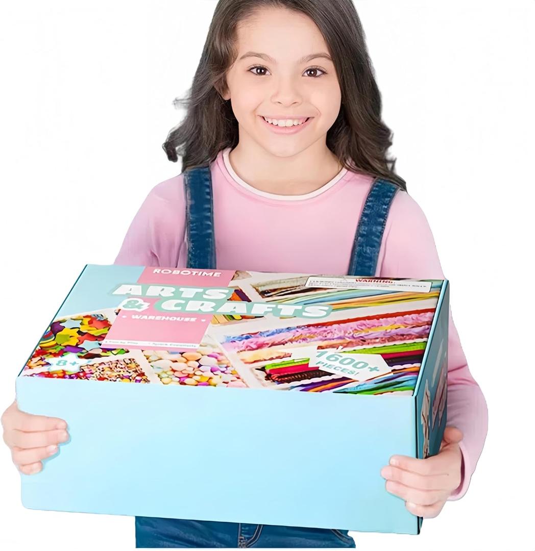 ROBOTIME Ultimate Craft Kit for Kids Ages 8-12 | Largest Pack | 1600+ Pieces Deluxe Arts and Crafts Supplies | Screen-Free Activities for Kids | Gift Ideas for Girls & Boys
