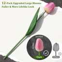 Yastouay 12-Pack Pink Tulips Artificial Flowers, Real Touch Latex Faux Tulips with Large Full Buds, Lifelike Vibrant Fake Tulips Bouquet for Spring Wedding Home Dcor, Table & Party Centerpiece