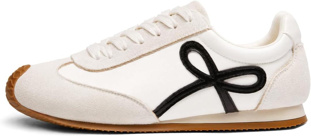 Coutgo Womens Slip On Fashion Sneakers Lace Up Sneaker Walking Shoes White | Comfortable, Breathable, Low Top, Casual, Running, Vintage, Cushioned, Non Slip, Trainers, Everyday, White, Size 8