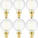 G16.5 Light Bulb,6W E12 LED Bulb dimmable Equivalent E12 Candelabra Bulb 60 Watt,Soft White 3000K,600lm,CRI90+,AC120V,Edison Style,Frosted Glass,Pack of 6