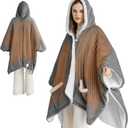 Bedsure Heated Blanket Wearable Shawl - Electric Wrap Poncho Blanket Hoodie for Adult, Birthday Gifts for Mom Women, Sherpa Heating Throw with 4 Time Settings & 6 Heat Settings, 55x64 inches, Grey