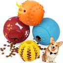 PrimePets Dog Puzzle Toy 4 Pack, Interactive Treat Dispensing Dog Toys, Slow Feeder Ball for Small Dogs and Puppies, Enrichement Toy Balls for Teething, Fetching and Playing