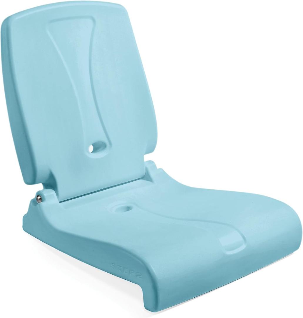 Step2 Folding Flip Seat, Lightweight Portable Outdoor Chair for Poolside, Camping, Beach, Boats, Tailgates, Durable Ground Chair with Back Support for Adults, Capri Blue