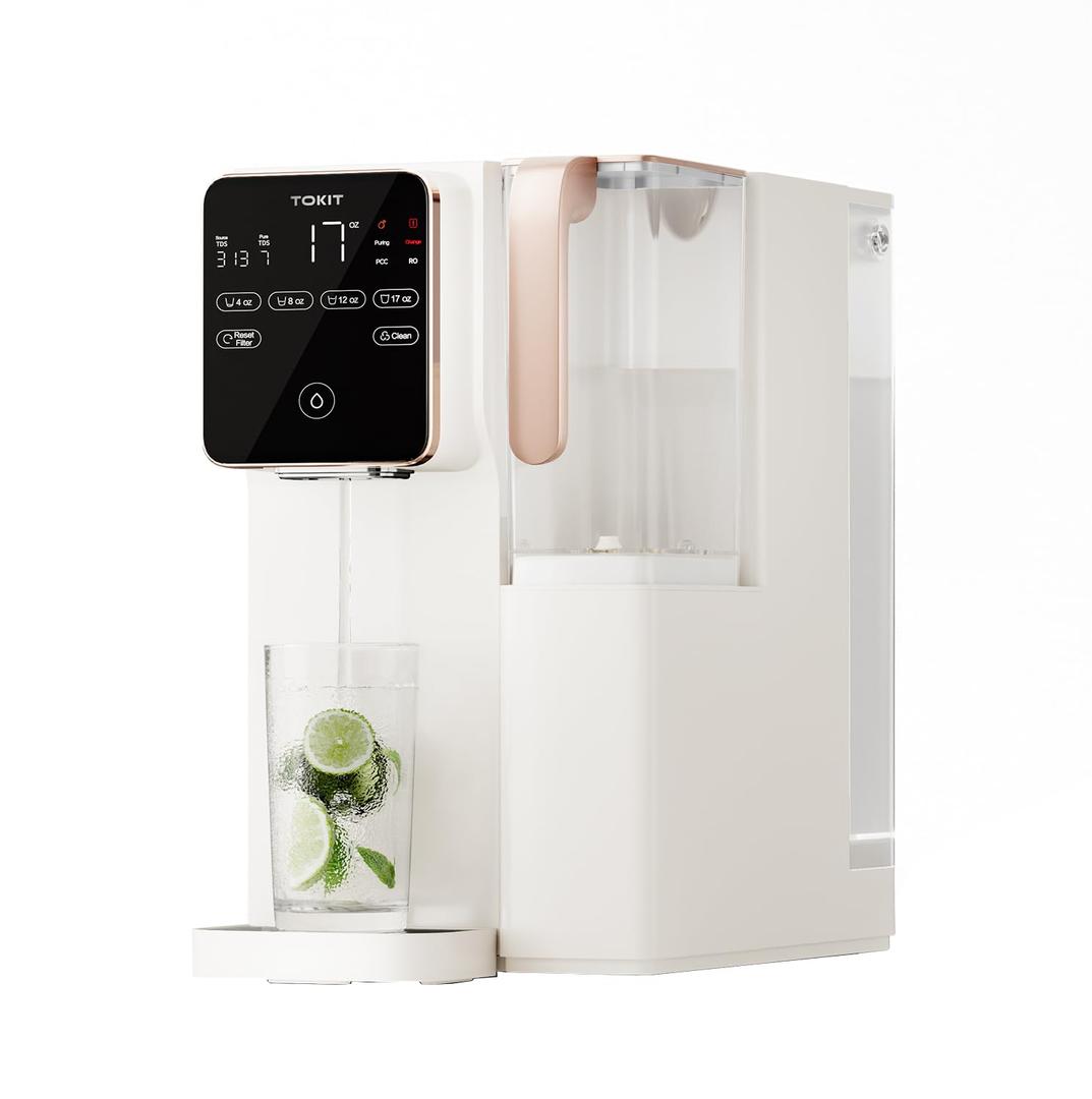 TOKIT T1 Reverse Osmosis Water Filter Countertop, NSF/ANSI 58, RO Whole House Water Filter System with Alkaline Remineralization Filter, No Installation
