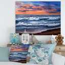 DesignQ Sunset Over The Blue Ocean II Nautical & Coastal Canvas Wall Art, 32x24