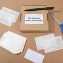 Outus 200 Pack 2.48 x 4.06 Inch Self Adhesive Label Pockets Bulk Plastic Labels Holders for Storage Bins Clear Classroom Nameplate Sleeves Index Card Tote Photos Waterproof Protect Office