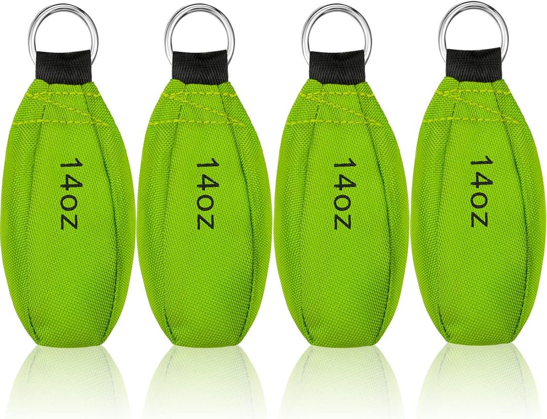 Oudain 4 Pieces Throw Weight Bags Bulk Arborist Climbing Rope Bags 14 oz / 400g Durable Multi-layer Outdoor Throw Bag Professional Multi Bag for Tree Rock Spelunking(Green)