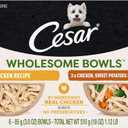Cesar Wholesome Bowls Adult Wet Dog Food, Chicken Recipe and Chicken, Sweet Potatoes & Green Beans Recipe Variety Pack, Wet Food for Dogs, 3 Oz. Bowls, 6 Count (EXP 02/05/28)