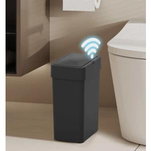 ELPHECO Bathroom Trash Can with Lid 2.5 Gallon Motion Sensor Slim Garbage Can Small Touchless Trash Bin Bathroom Decor 9.5 Liter Smart Waste Basket for Bedroom, Living Room, Toilet (Black)