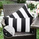 WESTERN HOME WH Pack of 2 Outdoor Waterproof Striped Pillow Covers Decorative Garden Cushion Covers Modern Farmhouse Throw Pillowcases for Patio Tent Balcony Couch Sofa 12x20 inch Black