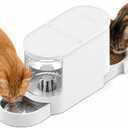 JUNSPOW Automatic Cat Feeder 2-in-1 Set, Gravity Cat Food Feeder and Water Dispenser, Dog Feeding & Watering Supply with Stailess Steel Bowls, Large Capacity Low Noise, White