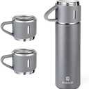 Stainless Steel Thermo 500ml/16.9oz Vacuum Insulated Bottle with Cup for Coffee Hot drink and Cold drink water flask.(Gray,Set)