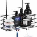 Shower Caddy Hanging Shower Orangizer Stainless Steel Shower Rack with Hooks Over The Door, Shampoo Basket Storage (Black)