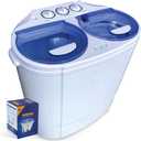 Garatic Portable Compact Mini Twin Tub Washing Machine w/Wash and Spin Cycle, Built-in Gravity Drain, 13lbs Capacity For Camping, Apartments, Dorms, College Rooms, RVs, Delicates and more