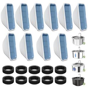 19 Pack Cat Water Fountain Filters for 3.2L/108oz & 84oz/2.5L Pet Water Fountain,Replacement Filters 10 Pack with 10 Pack Filter Sponges
