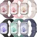 6 Pack Sport Bands Compatible with Apple Watch Bands 38mm 40mm 41mm 42mm 44mm 45mm 46mm 49mm for Women Men, Soft Wristband Silicone Sport Strap for iWatch Bands Series 11 10 9 8 7 6 5 4 3 2 1 Ultra SE