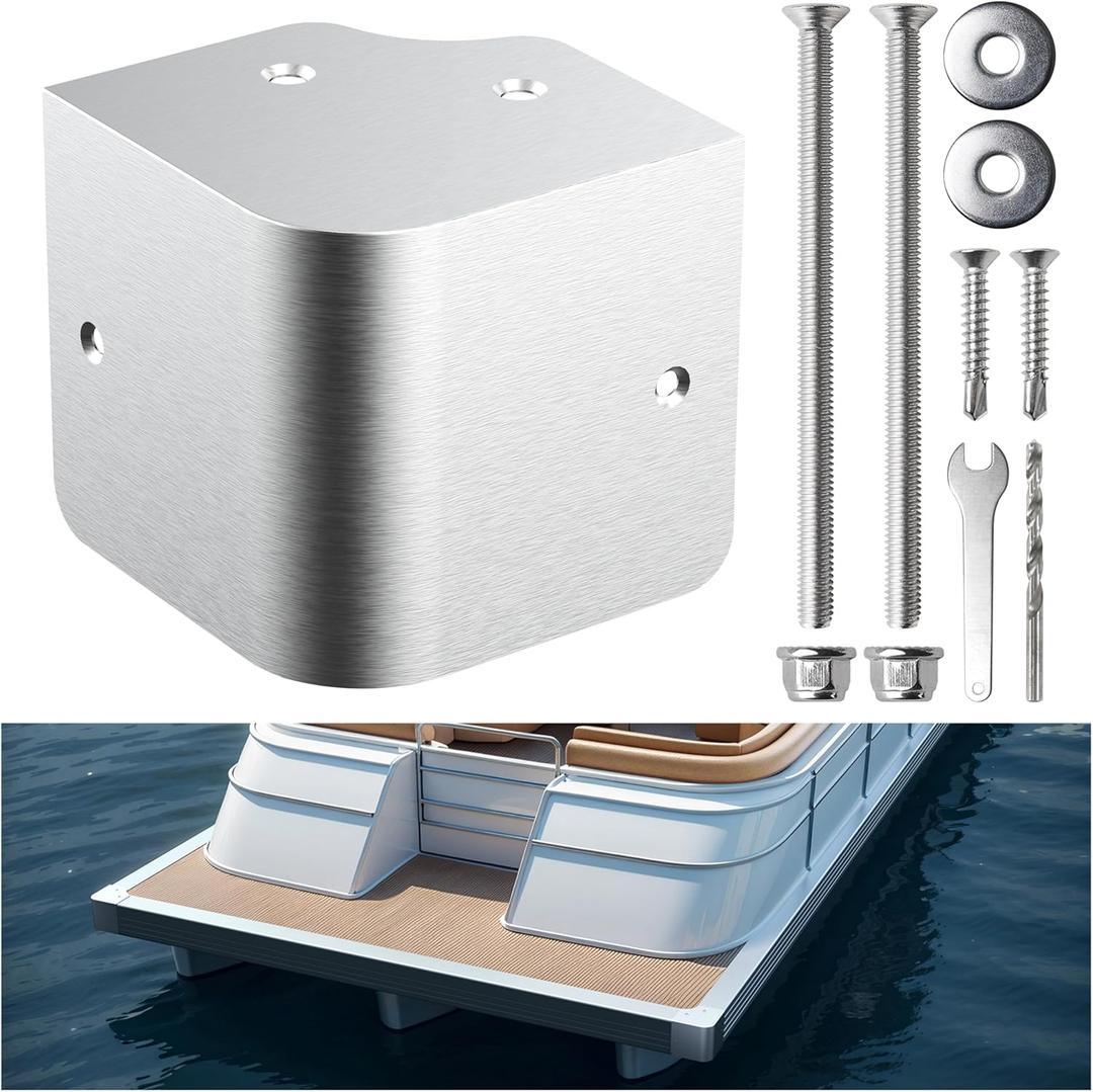 -316 Stainless Pontoon Corner Cap,Pontoon Boat Corner Caps,3.5" Pontoon Boat Corner Guard,for Pontoon Decks, Water Platforms, and Hull Deck Corner. (Brushed)