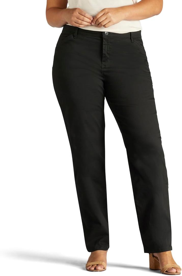 Lee Women's Plus Size Relaxed Fit All Day Straight Leg Pant (Black, 18Plus)