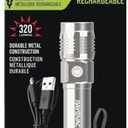 Rayovac Value Metal Rechargeable Light, 320 Lumens, IPX4 Water Resistant, Durable Metal LED Light, Great Outdoor and Emergency LED Flashlight, Battery Included