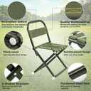 Portable Camping Chair, Full Steel Frame Folding Stool with Back, 400LBS Capacity Military Green Outdoor Chair for Adults, Heavy-Duty Webbing Seat, Compact Foldable Design for Hunting, Fishing, Hiking, Large