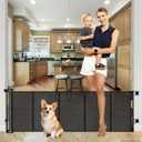 Reinforced 22 Inch Tall Retractable Baby Gates for Doorways, Easy Step Over Retractable Dog Gate for Stairs, 55" Wide Retractable Gate Small Baby Gate for Stairs, Short Dog Gate Indoor Outdoor, Black
