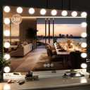 ROLOVE 32"x24" Hollywood Vanity Mirror with Lights, 15 Dimmable LED Bulbs, 3 Color Modes, 10X Magnification, USB Charging Port, Tabletop or Wall-Mounted
