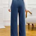 Haloumoning Girls Wide Leg Baggy Jeans Kids Fashion Pleated Elastic High Waist Denim Pants with Pockets 5-14 Years (7-8 Years, Navy Blue)