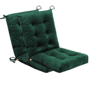 Set of 2 Outdoor Dining Chair Cushions, 37x18 inch, Water Repellent, Patio Seating Cushions, 37x18 inch, for Garden Patio Furniture (Dark Green), 37x18x4.5 inches