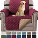 H.VERSAILTEX Reversible Chair Sofa Slipcover Water Repellent Couch Sofa Cover Furniture Protector Non Slip Chair Slipcover with Elastic Strap for Kids, Pet(Armchair, Red/Tan)