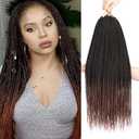 18 Inch Senegalese Twist Crochet Hair for Women Pre Looped Crochet Braids Micro Twist Crochet Hair Ombre Brown Small Braids with Natural Ends 8 Packs T30