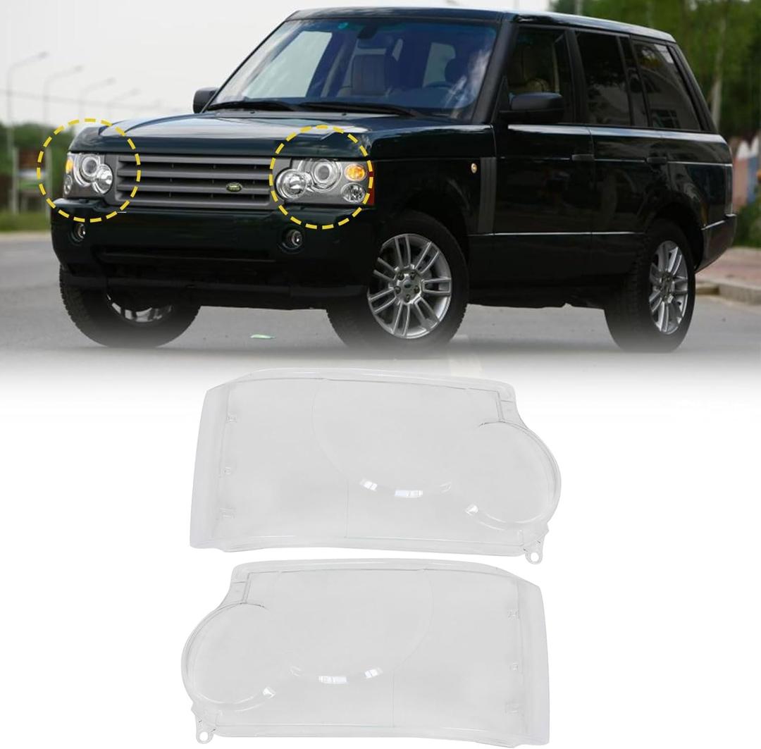 FZJDSD Left and Right Headlight Lens Cover Lampshade Compatible with Land Rover Range Rover 2006 2007 2008 2009 (Not Sport one) (Passenger and Driver Side)