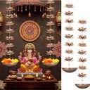 LemonRoad 2 Set Diwali Hanging Urli Bowl Metal Lotus Floating Diya Pot for Flowers & Decor Wall Hanging Uruli Candle Holder for Mandir, Diwali Gift, Indian Traditional Festival Decoration