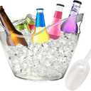 Large Plastic Ice Bucket for Parties 7.5L/8 Quarts, Beverage Tub with Scoop